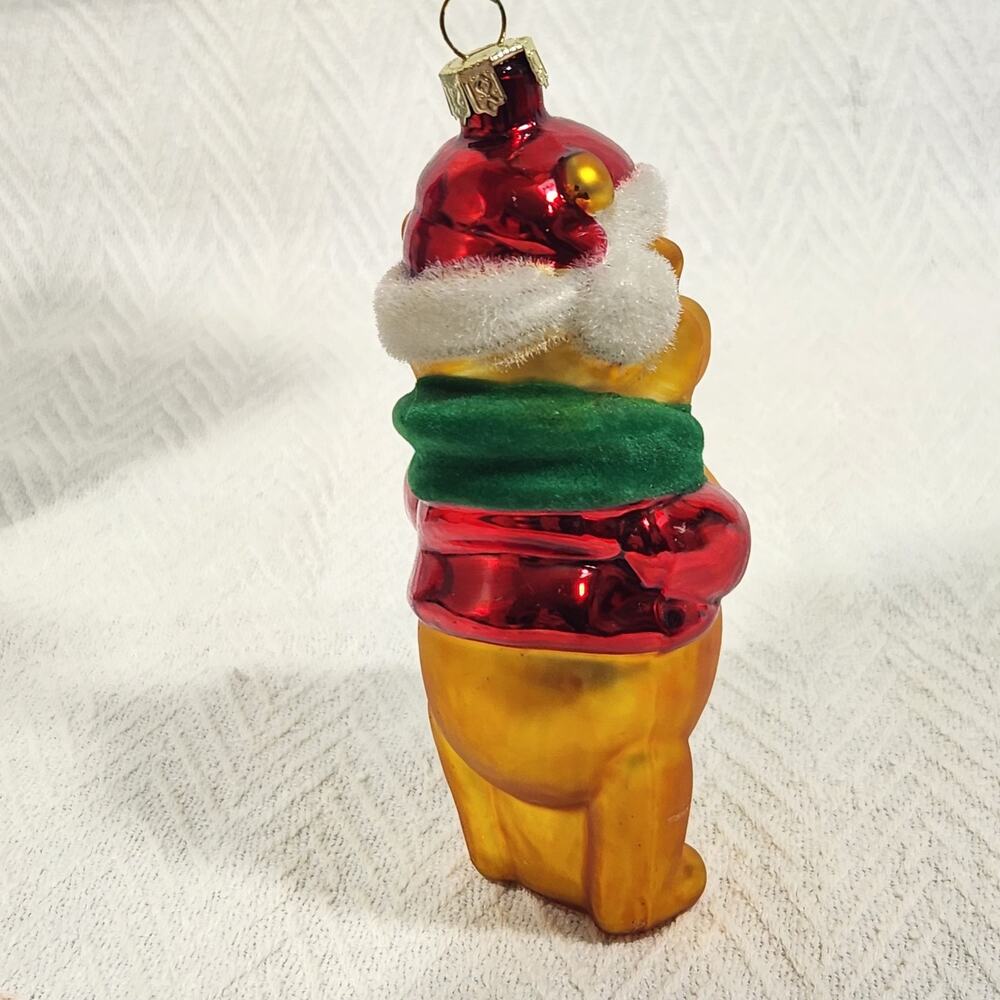 Disney Pooh Bear Blown Glass Christmas Tree Ornament Decor Flocked Box Honey - Picture 8 of 13